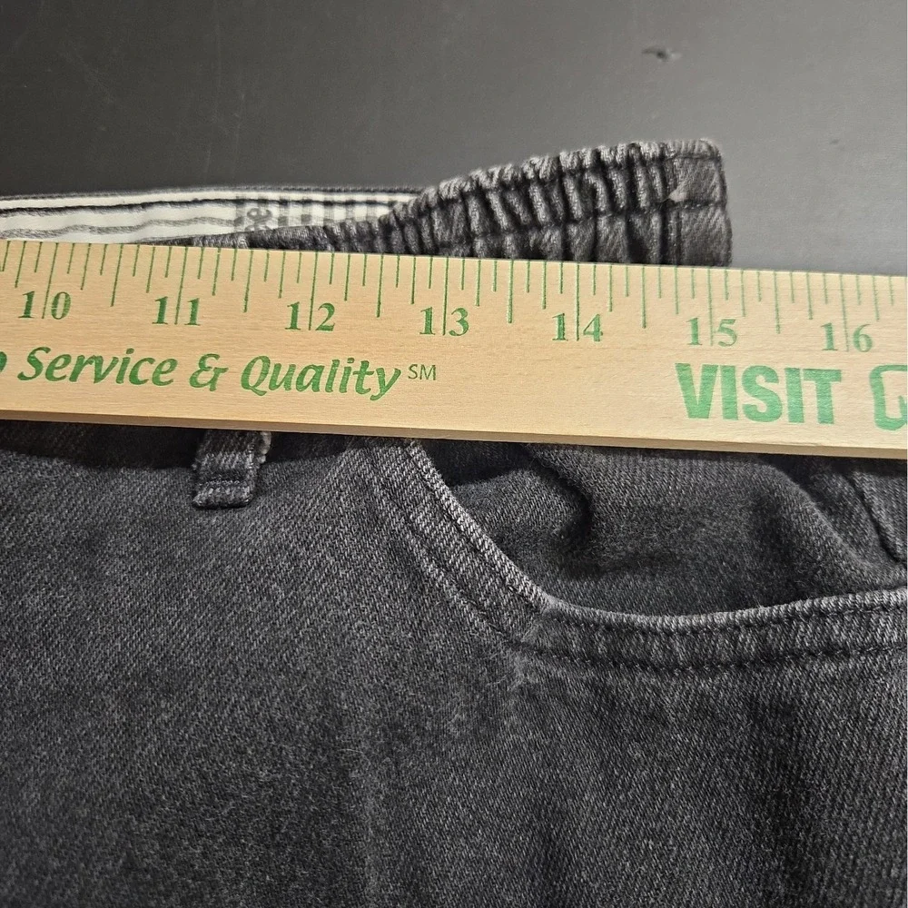 VTG Lee Women's Coal Wash Black Elastic Waist Band Jeans Size 14Med (34x31)